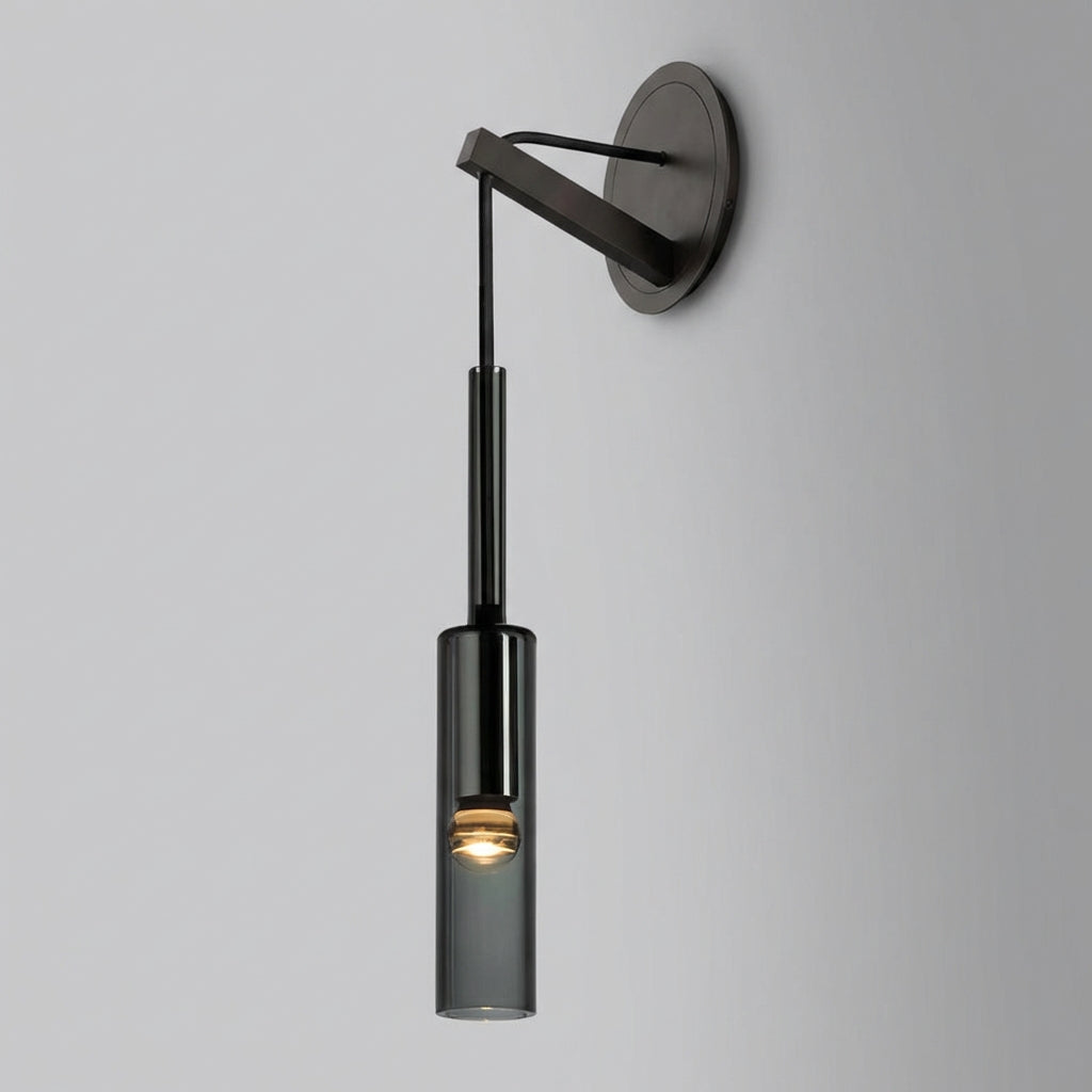 Lámpara de pared minimalista escandinava de vidrio ahumado y perfil delgado