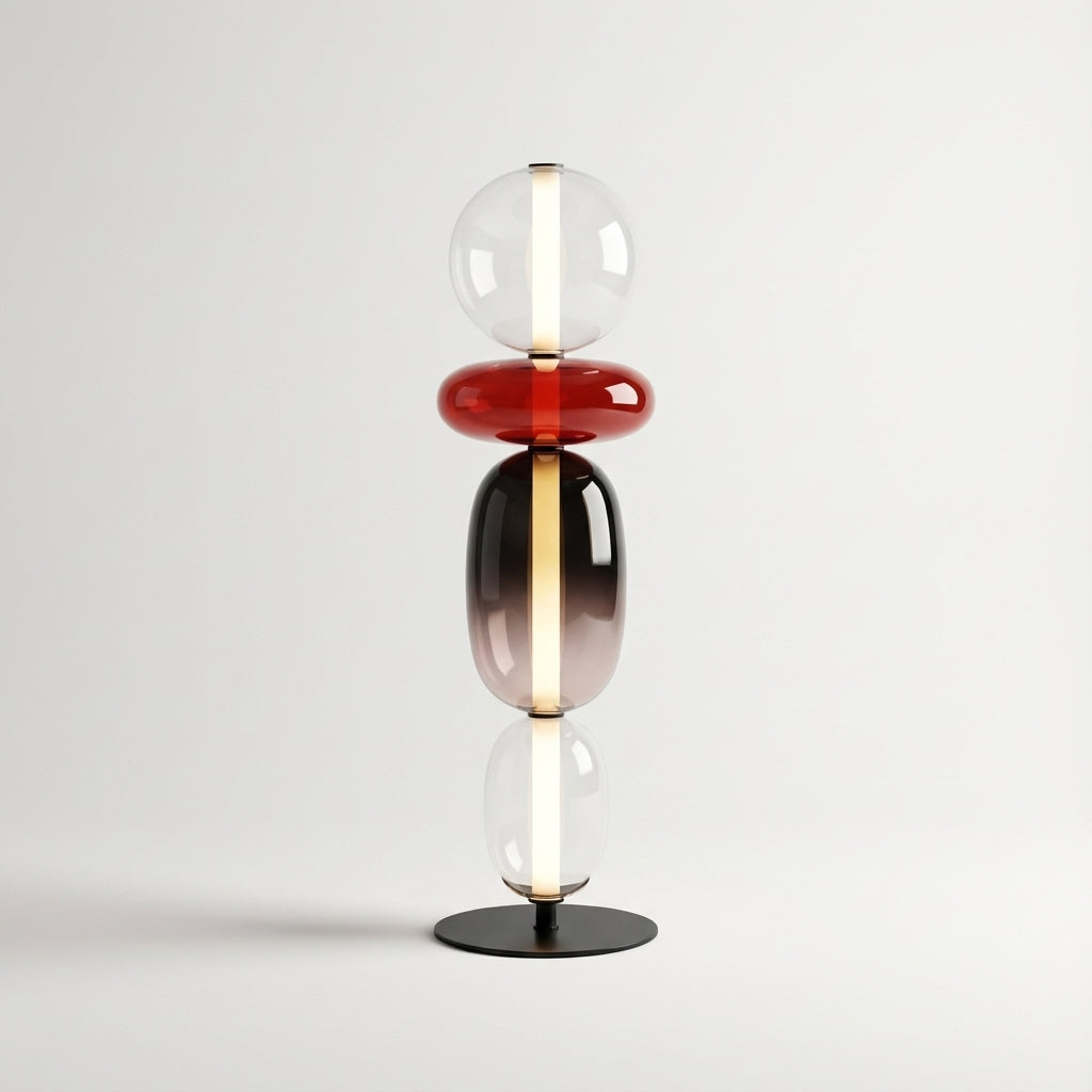 Lámpara de mesa minimalista de hierro y vidrio con iluminación ambiental multicolor ajustable