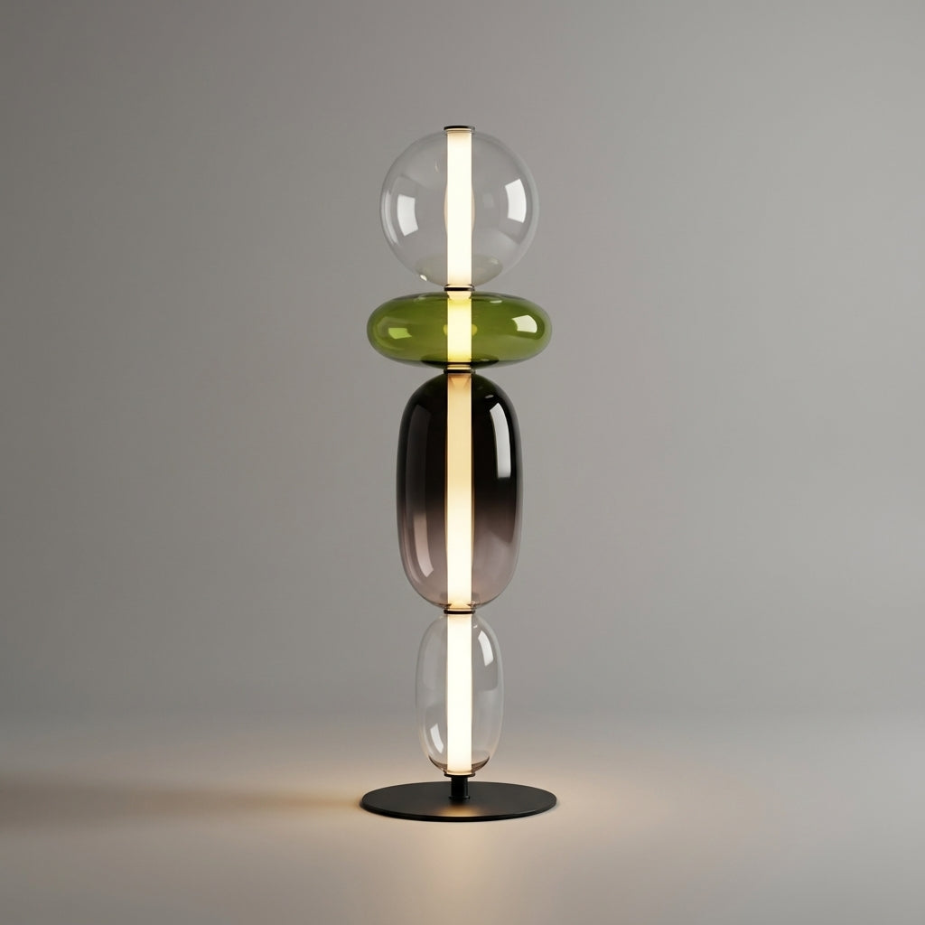 Lámpara de mesa minimalista de hierro y vidrio con iluminación ambiental multicolor ajustable