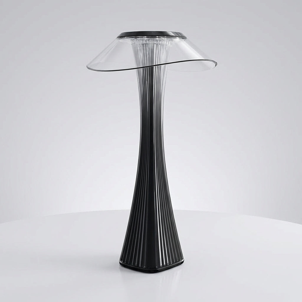Lámpara de mesa ambiental recargable sin cables con silueta esculpida