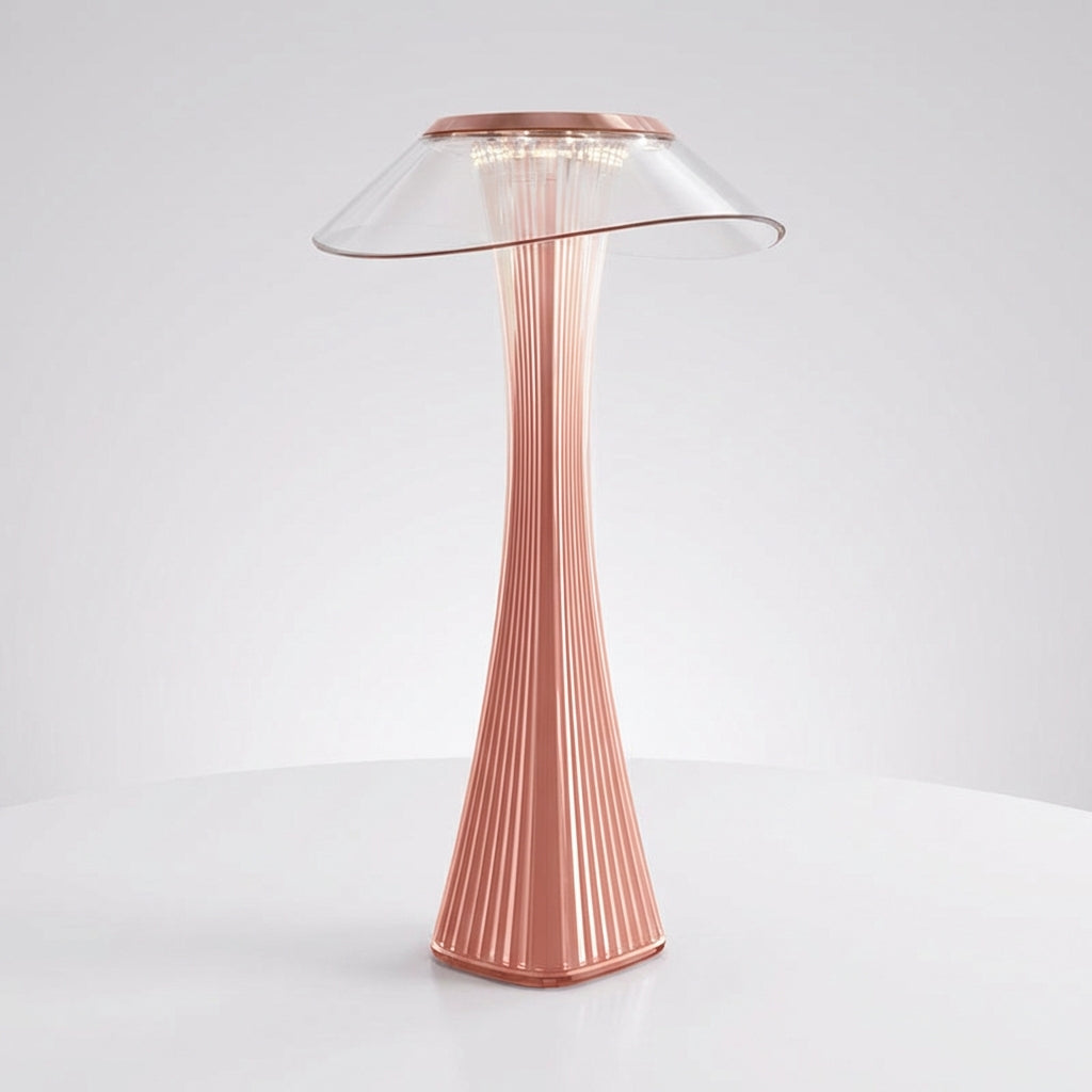 Lámpara de mesa ambiental recargable sin cables con silueta esculpida