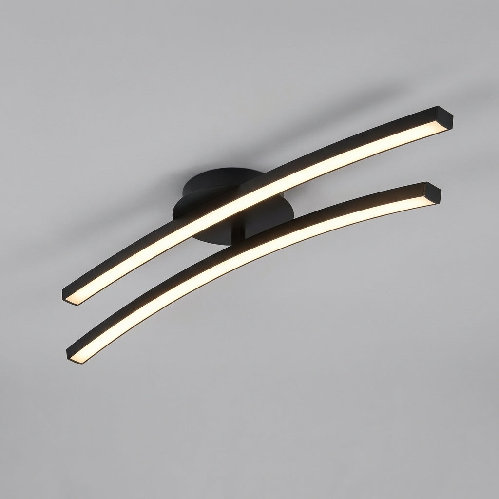 Lámpara de techo de aluminio con silueta de onda curva y sin deslumbramiento