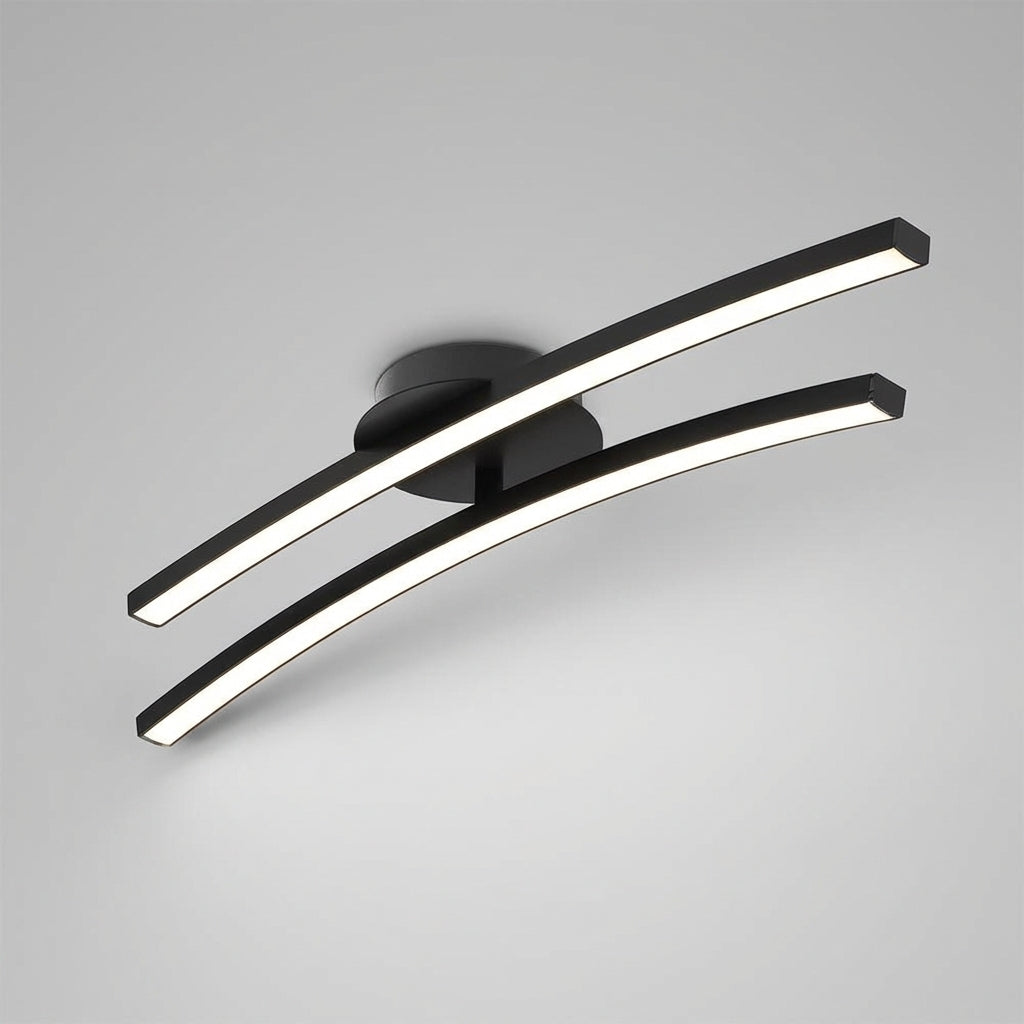 Lámpara de techo de aluminio con silueta de onda curva y sin deslumbramiento