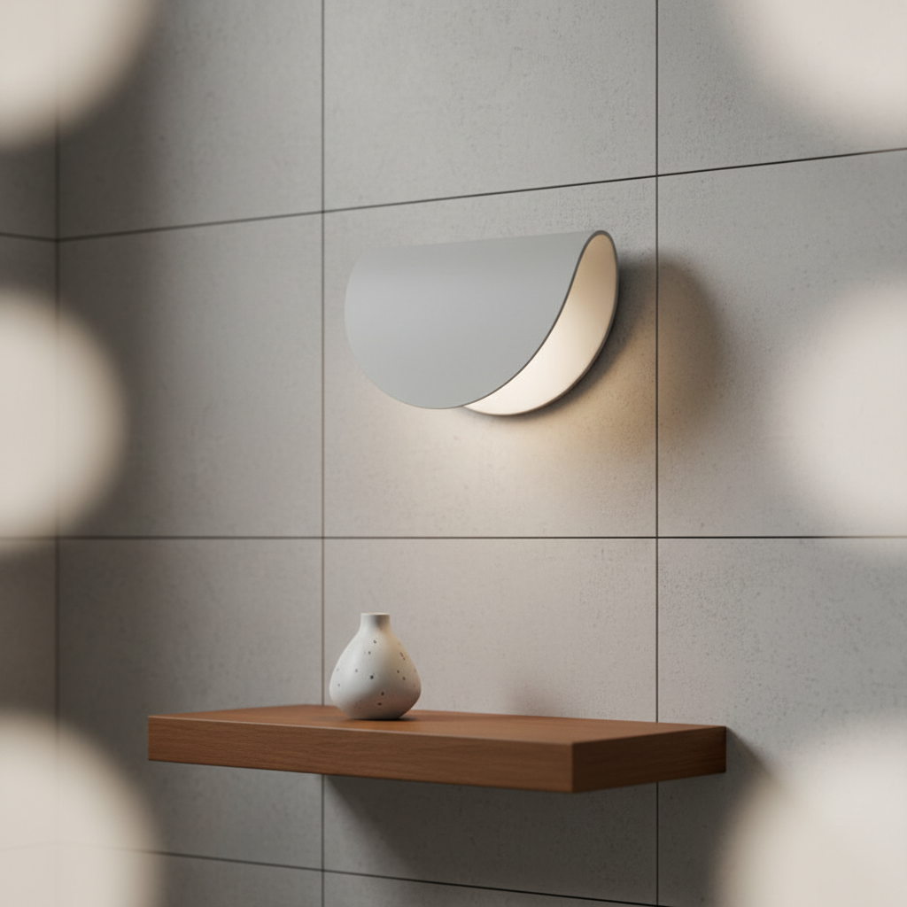 Aplique de pared interior moderno de metal semicircular con luz indirecta