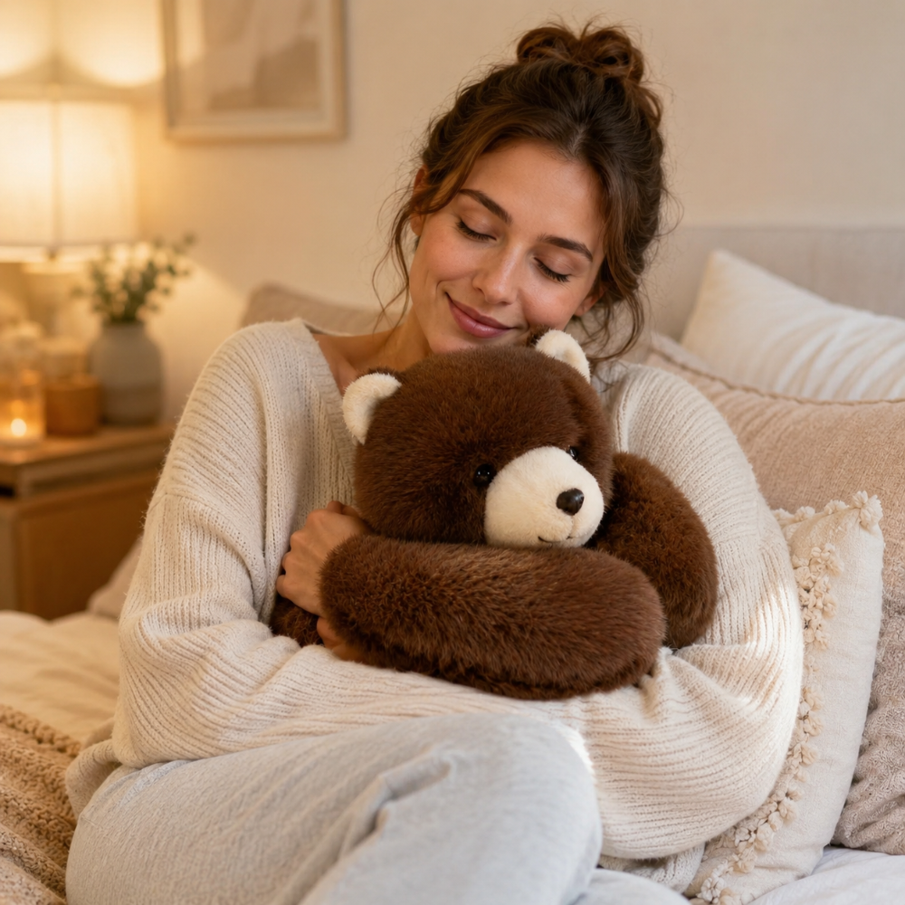 Juguete de cojín de peluche suave y redondeado con forma de animal para abrazar