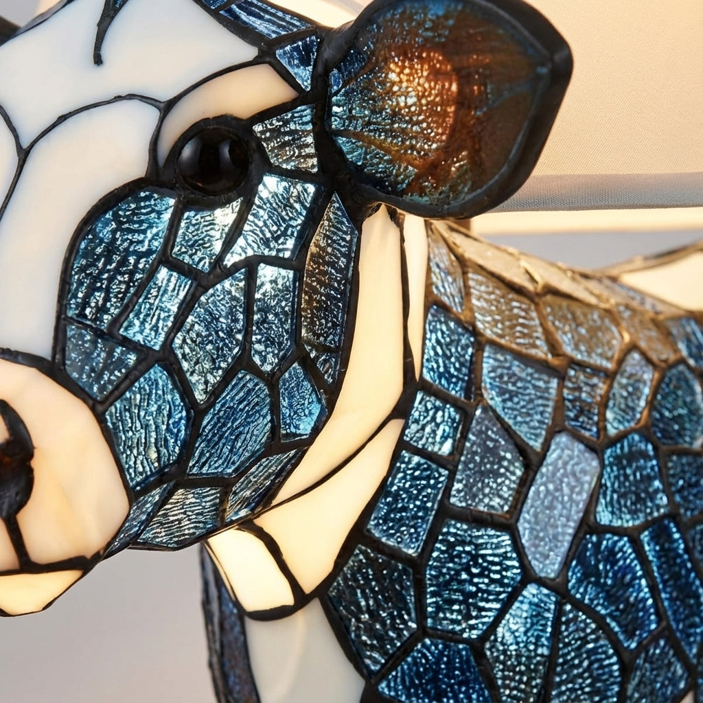 Lámpara de mesa portátil de noche de resina con silueta de vaca divertida