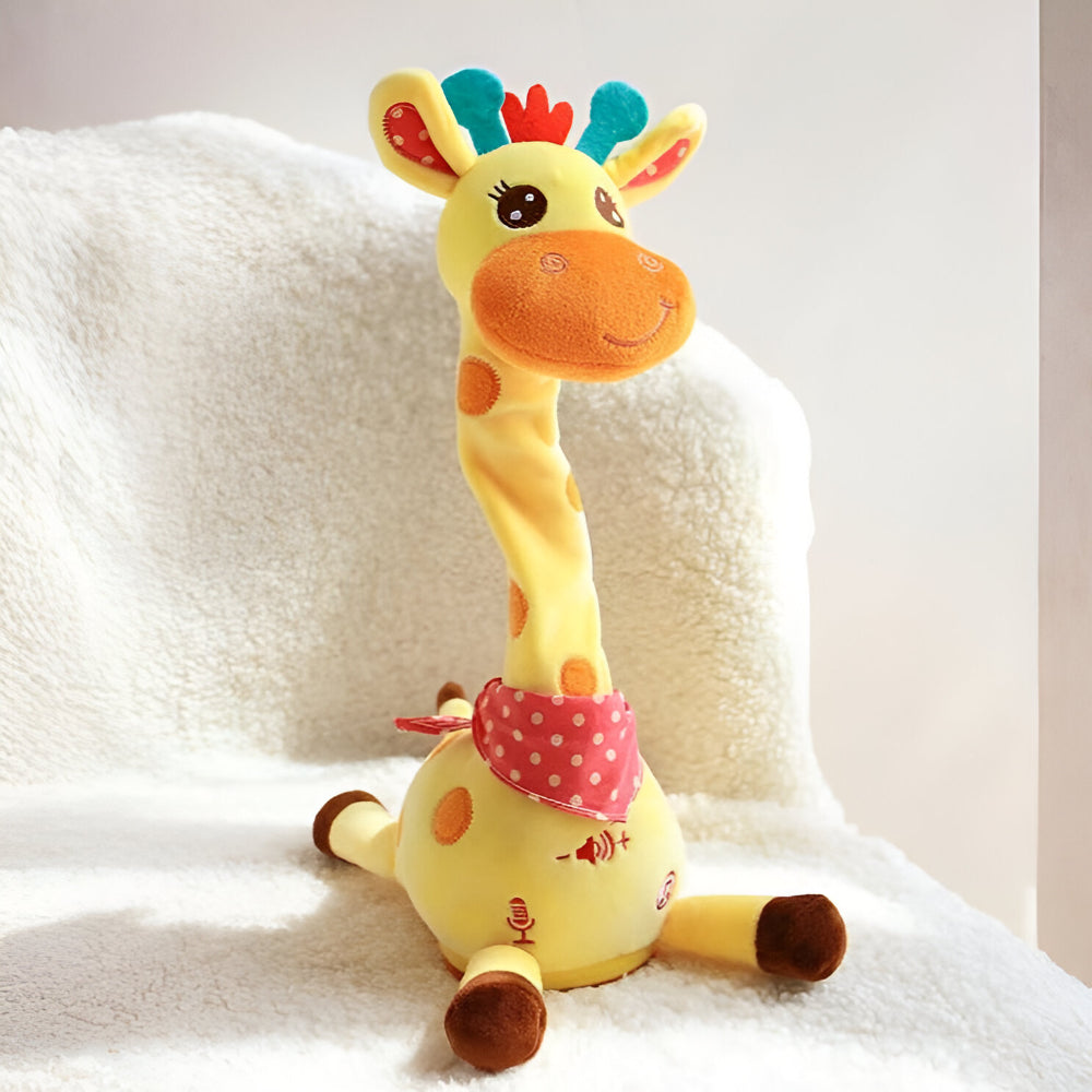 Juguete musical interactivo de jirafa de peluche abrazable que canta y habla