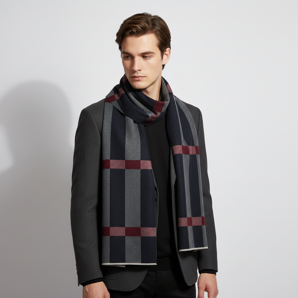Bufanda de hombre suave, esponjosa, cortavientos y atemporal