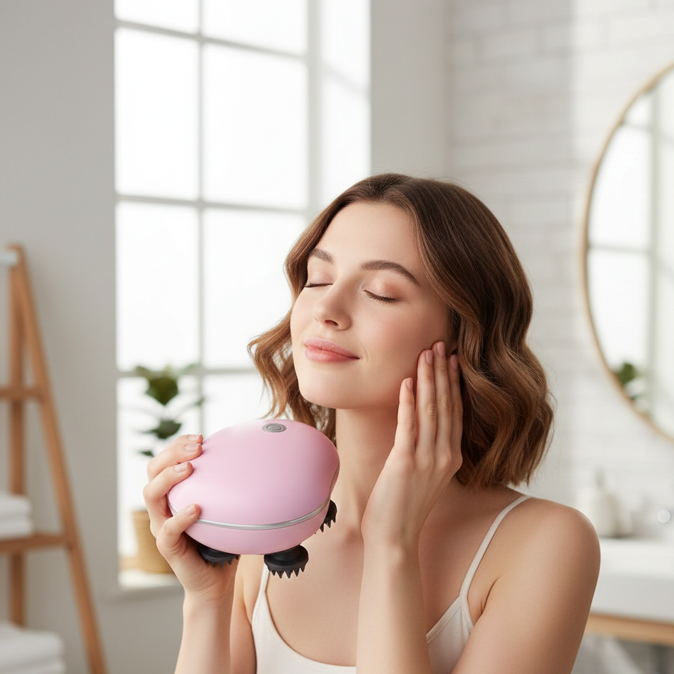 Masajeador eléctrico ergonómico de mano para el cuero cabelludo, para estimular el crecimiento del cabello