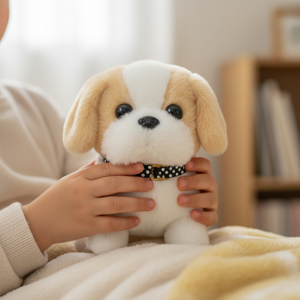 Figura de juguete de cachorro robot interactivo de peluche, que camina y ladra
