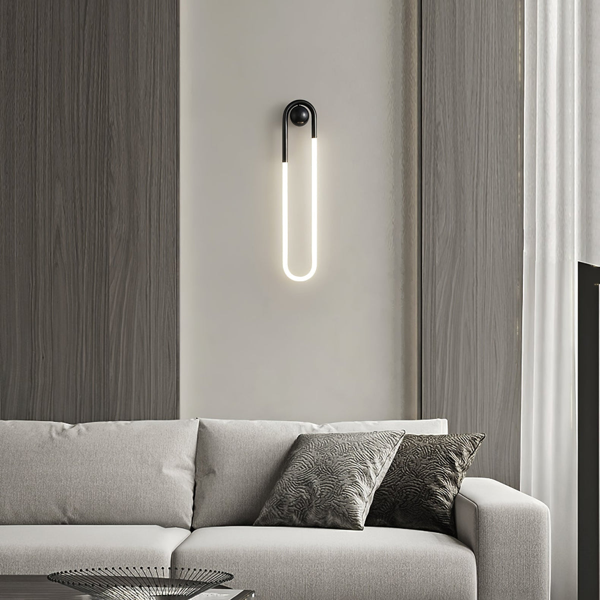 Aplique de pared arquitectónico minimalista con marco de latón en forma de lazo