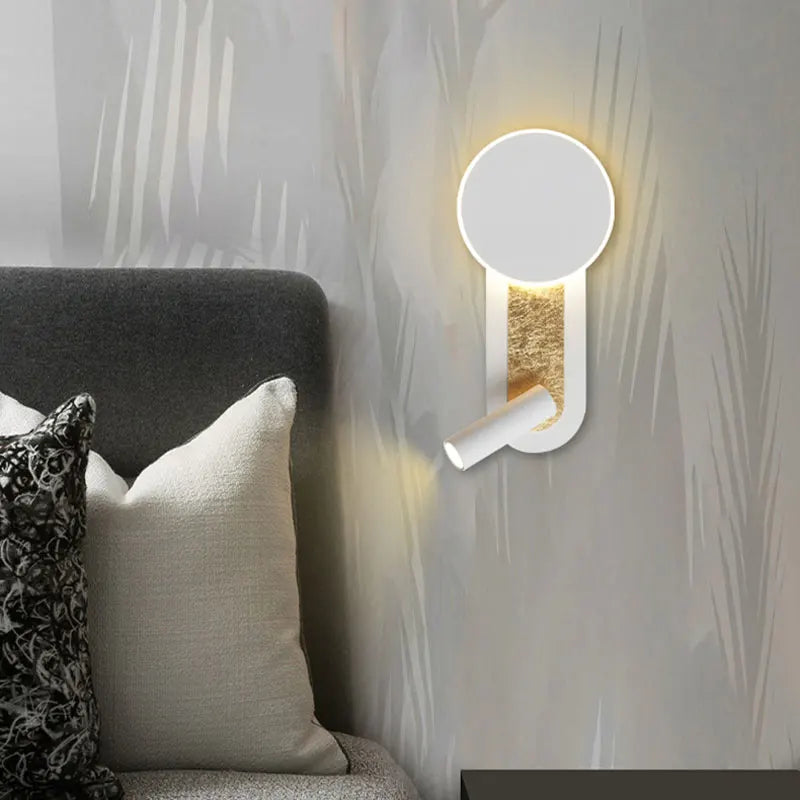 Aplique de pared nórdico escultórico circular con foco de doble función
