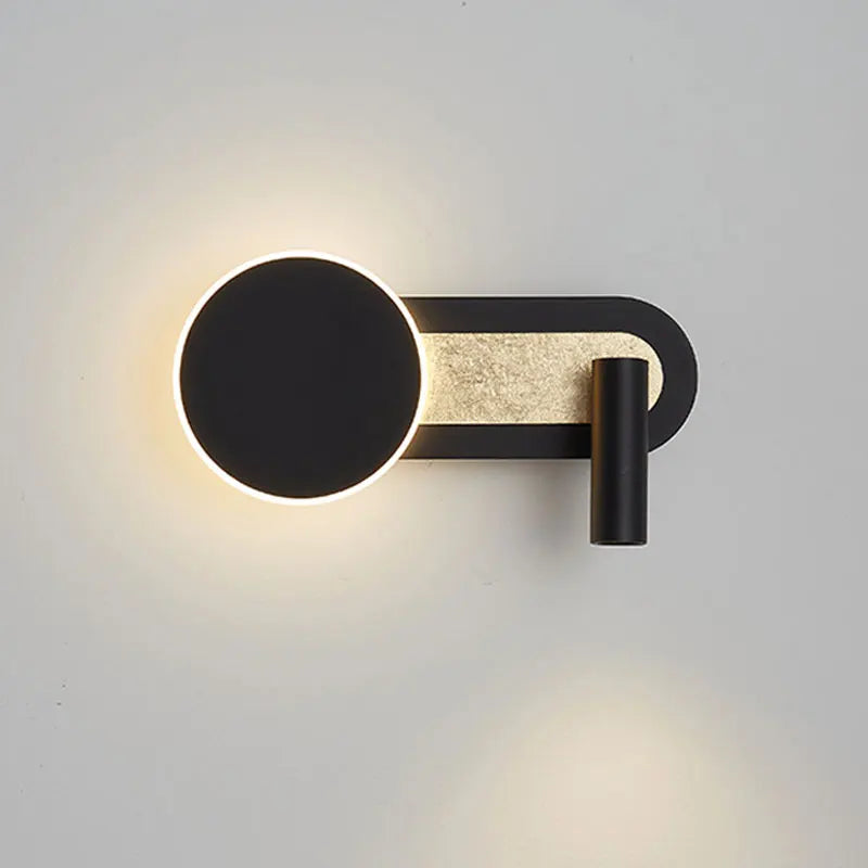 Aplique de pared nórdico escultórico circular con foco de doble función