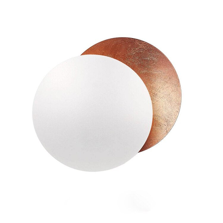 Lámpara de pared moderna de discos superpuestos inspirada en un eclipse solar