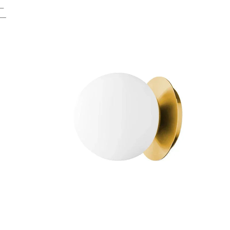 Lámpara de pared nórdica de hierro forjado con esfera de vidrio opalino