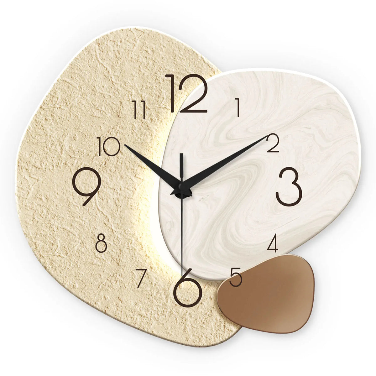 Reloj de pared moderno y minimalista de cuarzo silencioso con textura de piedra