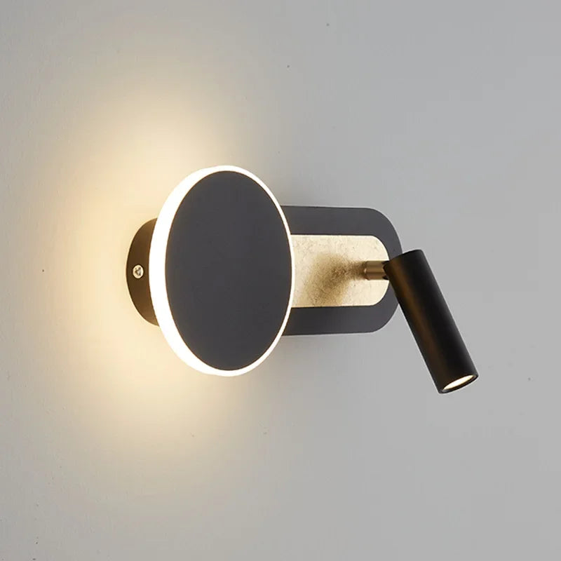 Aplique de pared nórdico escultórico circular con foco de doble función