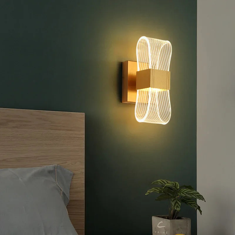 Lámpara de pared nórdica minimalista de aluminio con diseño escultórico de bucle