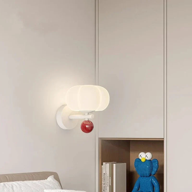 Aplique de pared nórdico escultórico de vidrio con forma de calabaza