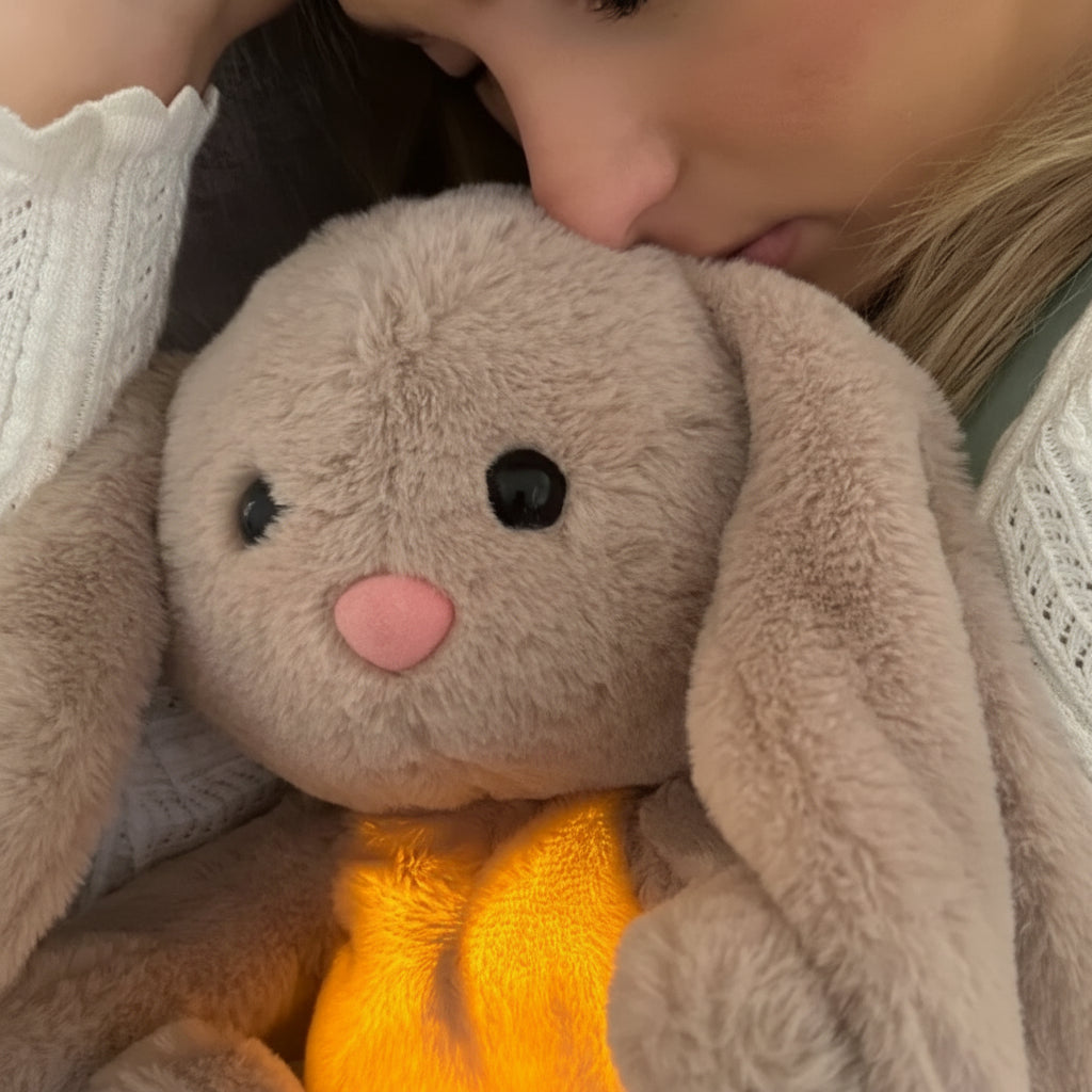 Peluche de conejito suave y acogedor con respiración, juguete relajante de compañía
