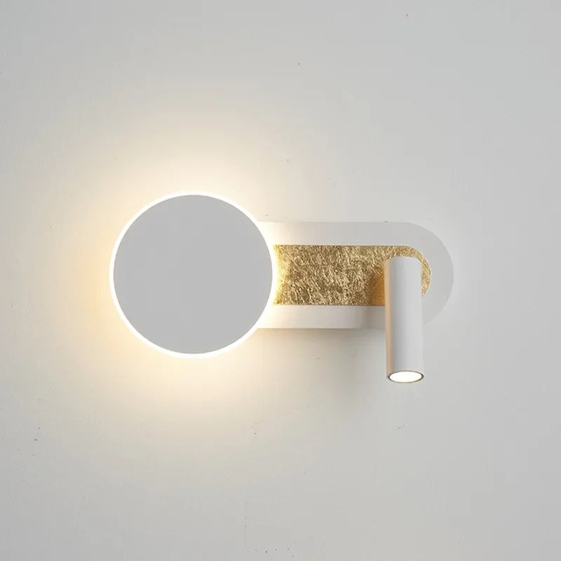 Aplique de pared nórdico escultórico circular con foco de doble función