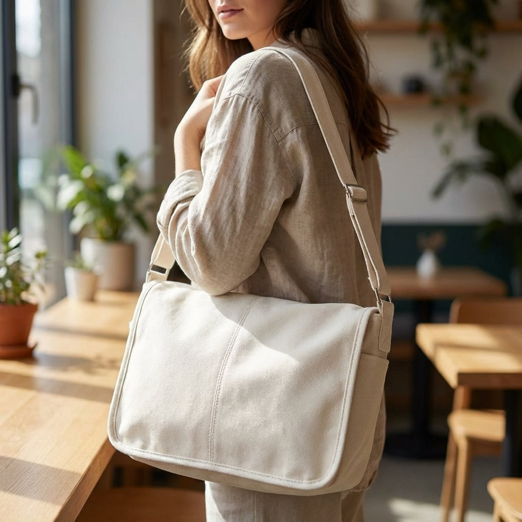 Bolso de hombro resistente de lona con correa ajustable
