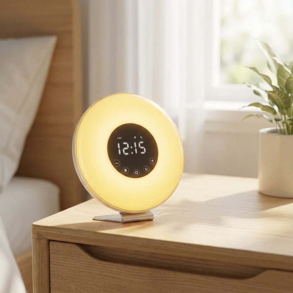 Reloj despertador regulable de mesa de noche con simulación del amanecer y sonidos de la naturaleza