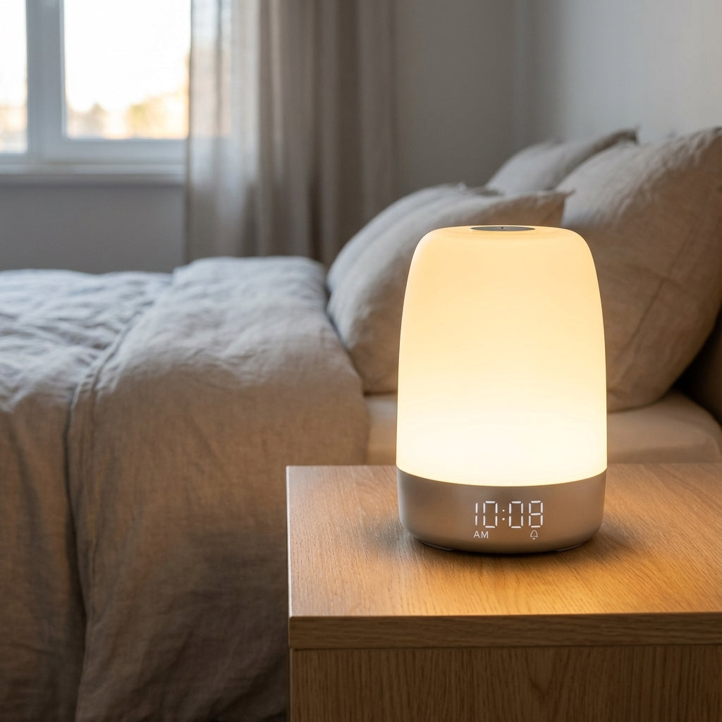 Reloj despertador digital recargable con simulación del amanecer y luz nocturna