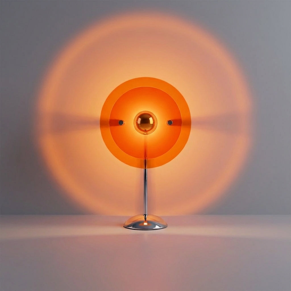 Lámpara de mesa compacta con proyección de degradado de atardecer y conexión USB