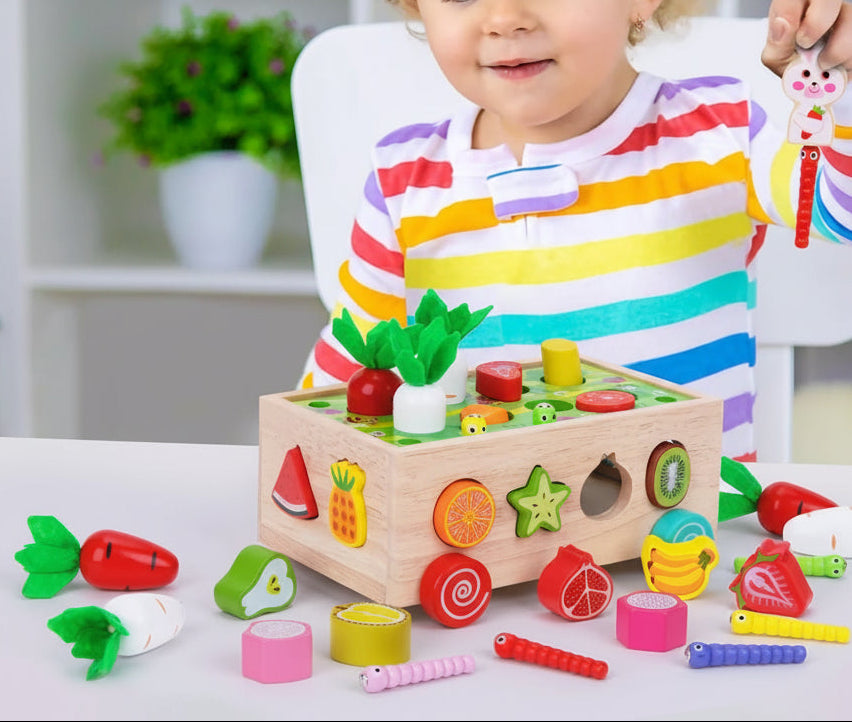 Set de juego de granja de madera para clasificar, juguete educativo Montessori