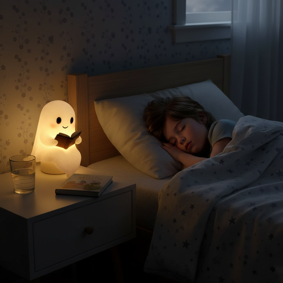 Lámpara de mesa y luz nocturna con forma de fantasma adorable