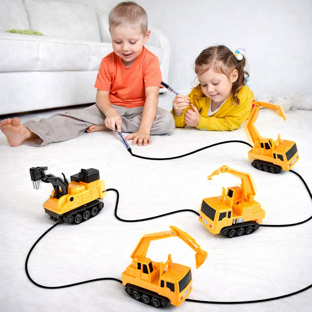 Set compacto de juguete de coche de dibujo guiado por bolígrafo sobre pistas interactivas