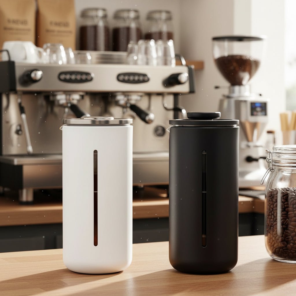 Cafetera de prensa francesa compacta, ligera y portátil con filtro de acero inoxidable