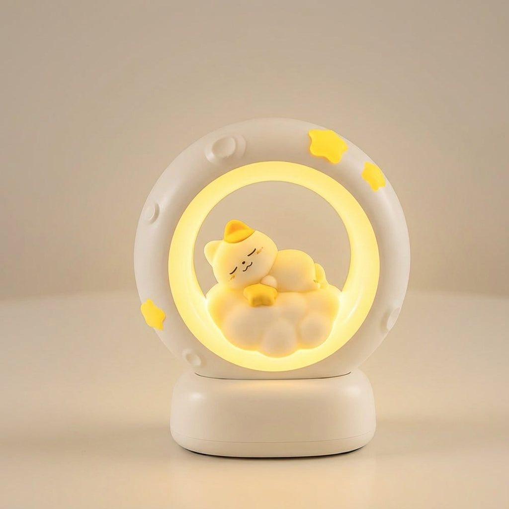 Lámpara de mesa de noche recargable y regulable con forma de gato