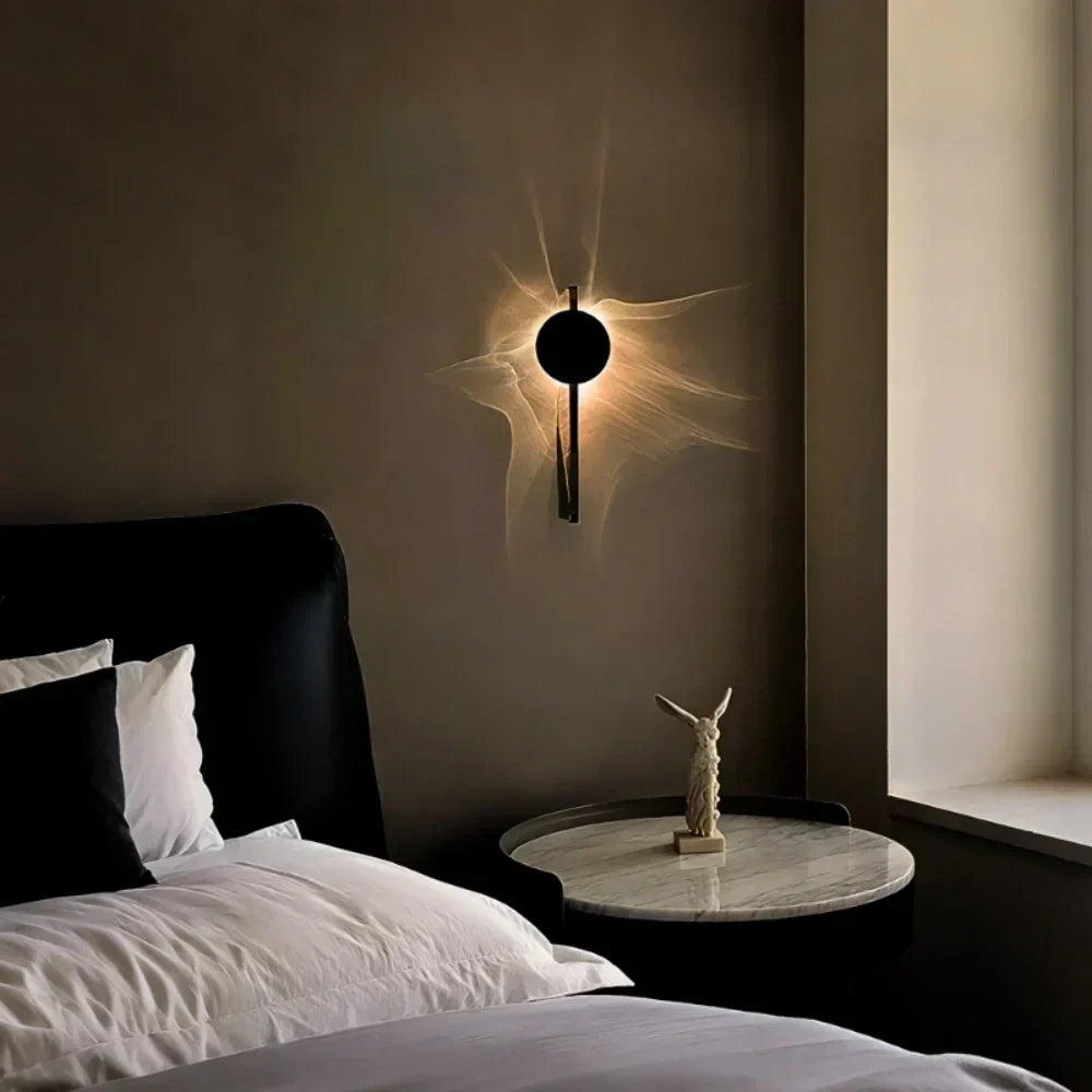 Luz de pared de aluminio y acero inoxidable, giratoria, con proyección de ondas