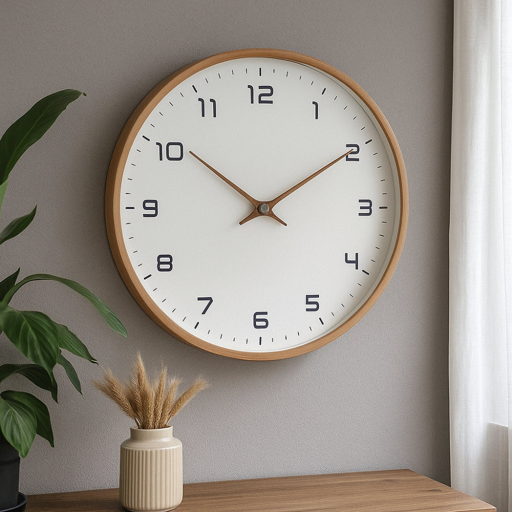 Reloj de pared decorativo moderno de madera maciza, silencioso y sin tictac