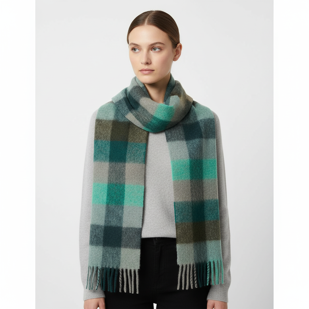 Bufanda de invierno clásica, suave y esponjosa, con estampado de cuadros