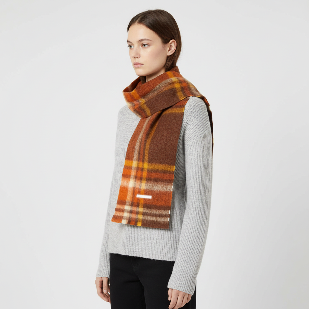 Bufanda de invierno clásica, suave y esponjosa, con estampado de cuadros