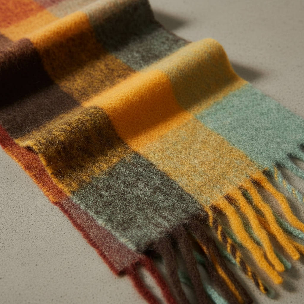 Bufanda de invierno clásica, suave y esponjosa, con estampado de cuadros