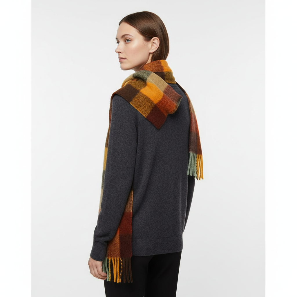 Bufanda de invierno clásica, suave y esponjosa, con estampado de cuadros
