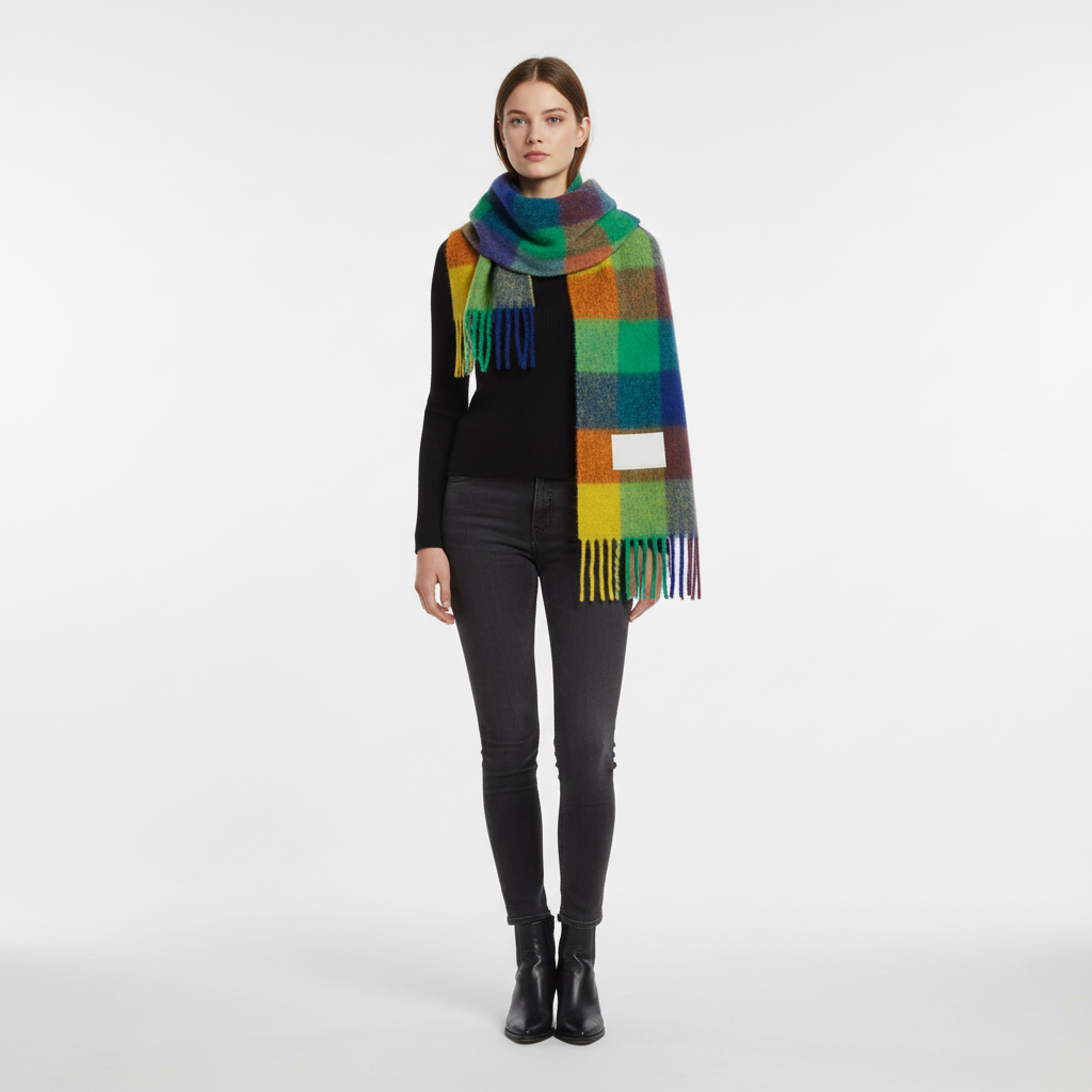 Bufanda de invierno clásica, suave y esponjosa, con estampado de cuadros
