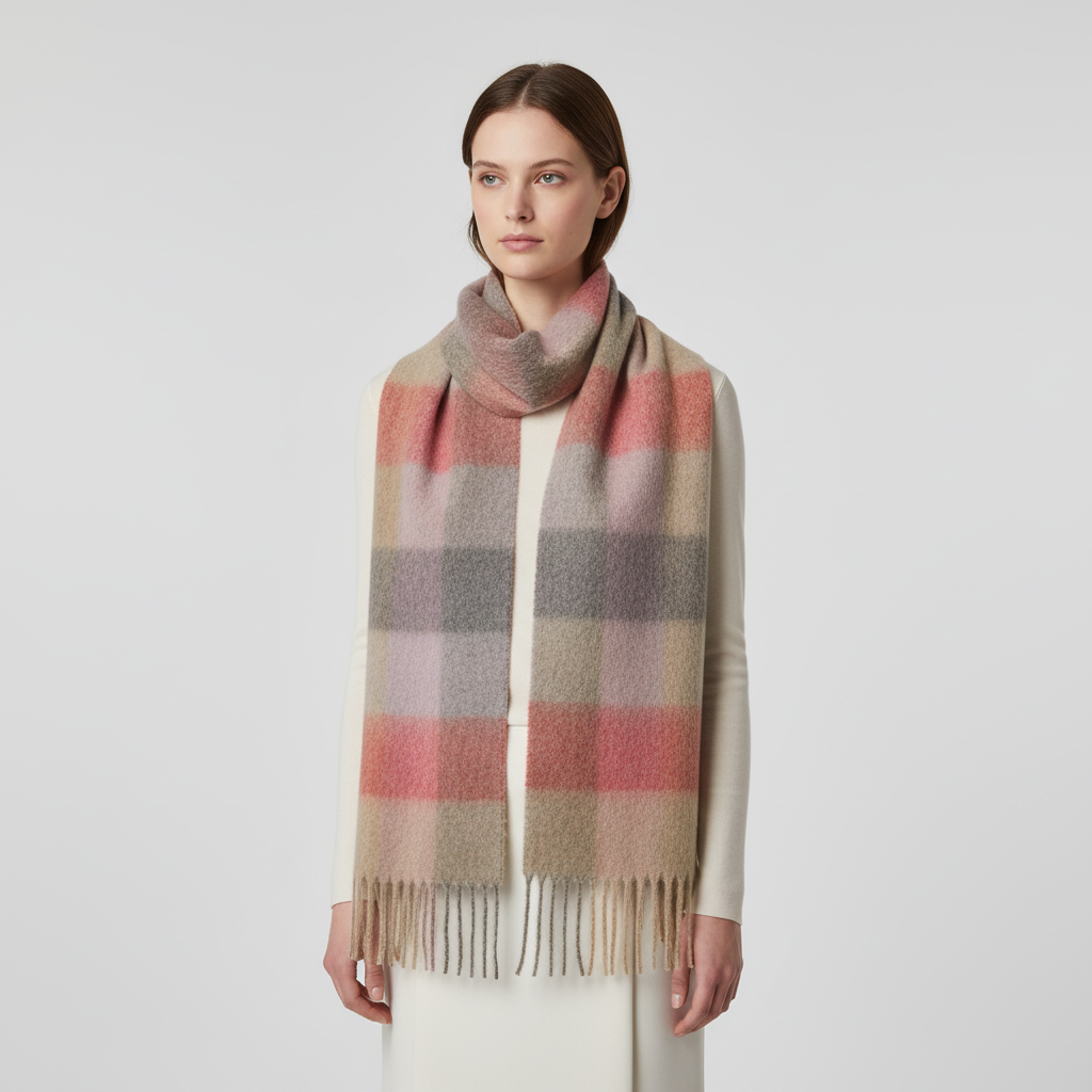 Bufanda de invierno clásica, suave y esponjosa, con estampado de cuadros