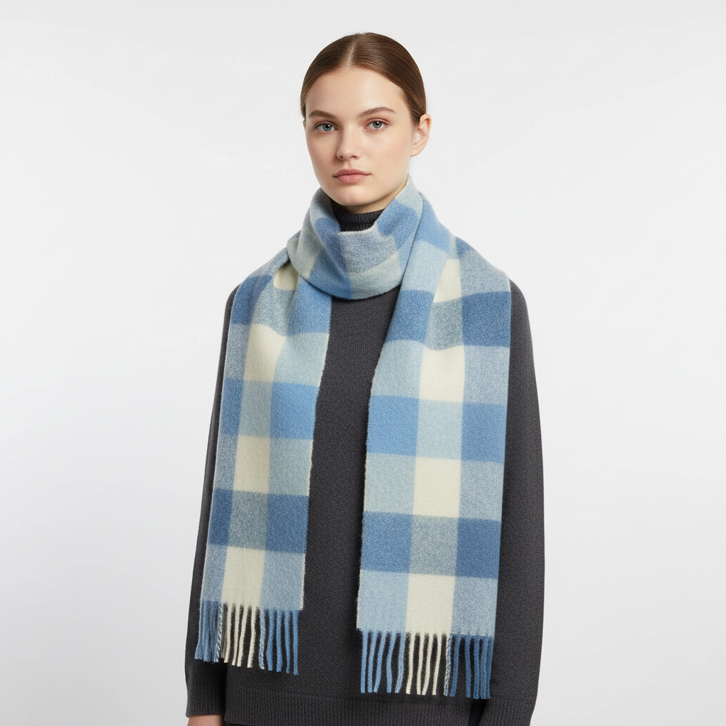 Bufanda de invierno clásica, suave y esponjosa, con estampado de cuadros