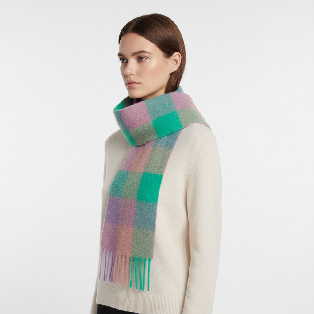 Bufanda de invierno clásica, suave y esponjosa, con estampado de cuadros