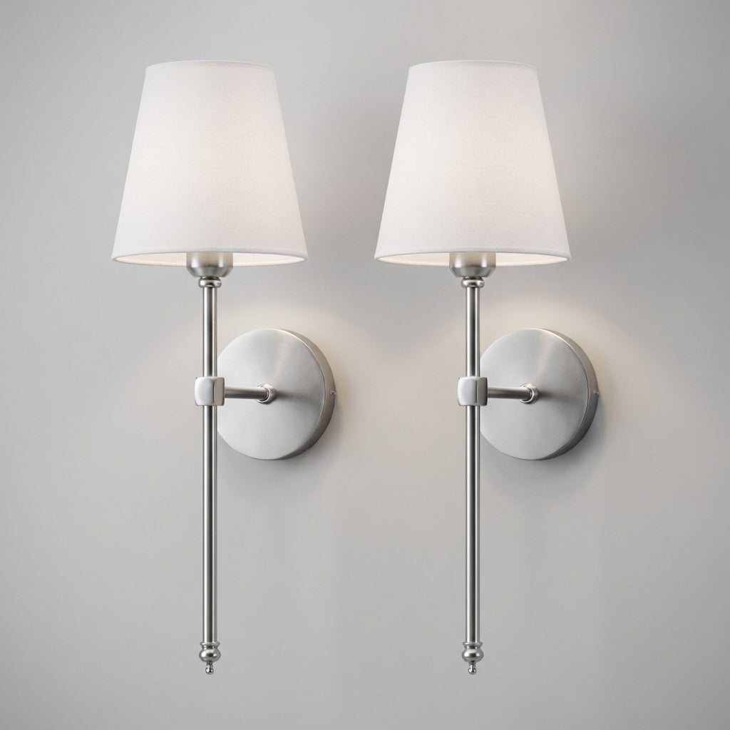 Lámpara de pared delgada con pantalla de tela, recargable, regulable y con control remoto