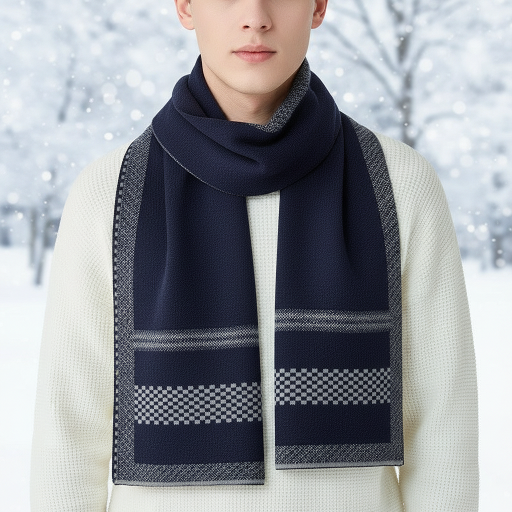 Bufanda de invierno suave y elegante con estampado para hombre