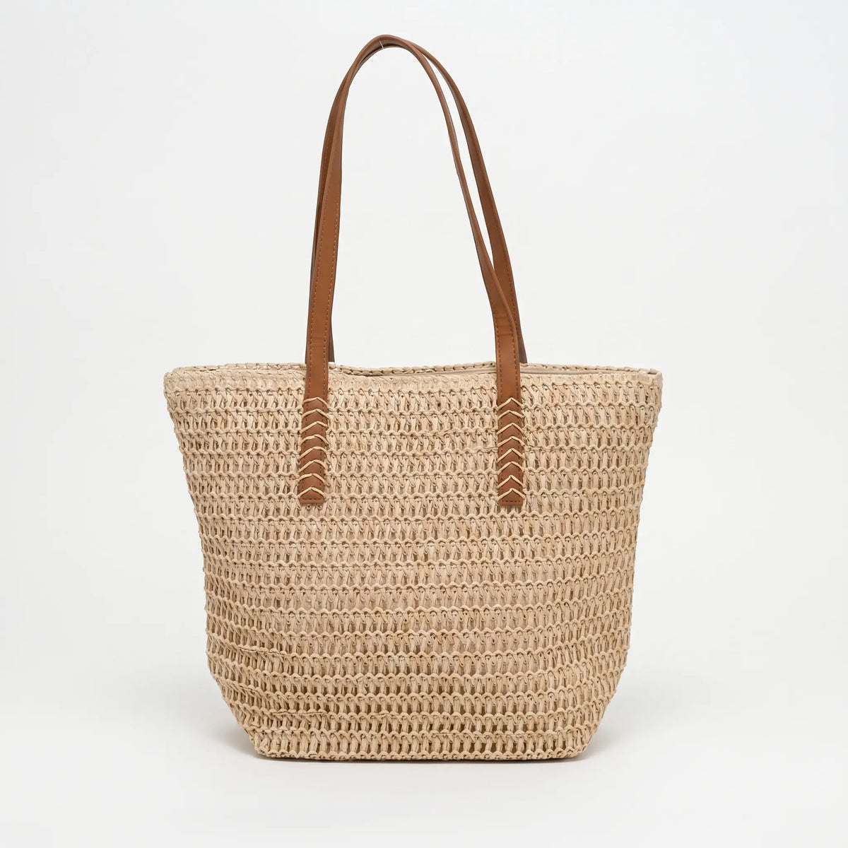 Bolso tote de playa de hombro, espacioso, tejido con textura y cierre de cremallera