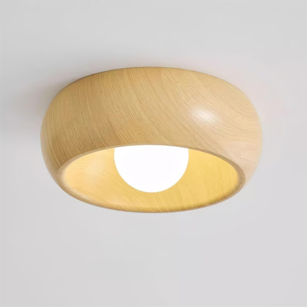 Lámpara de techo minimalista redonda de madera, estilo escandinavo japandi, de superficie