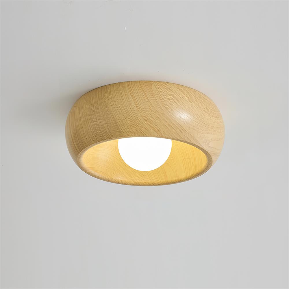 Lámpara de techo minimalista redonda de madera, estilo escandinavo japandi, de superficie