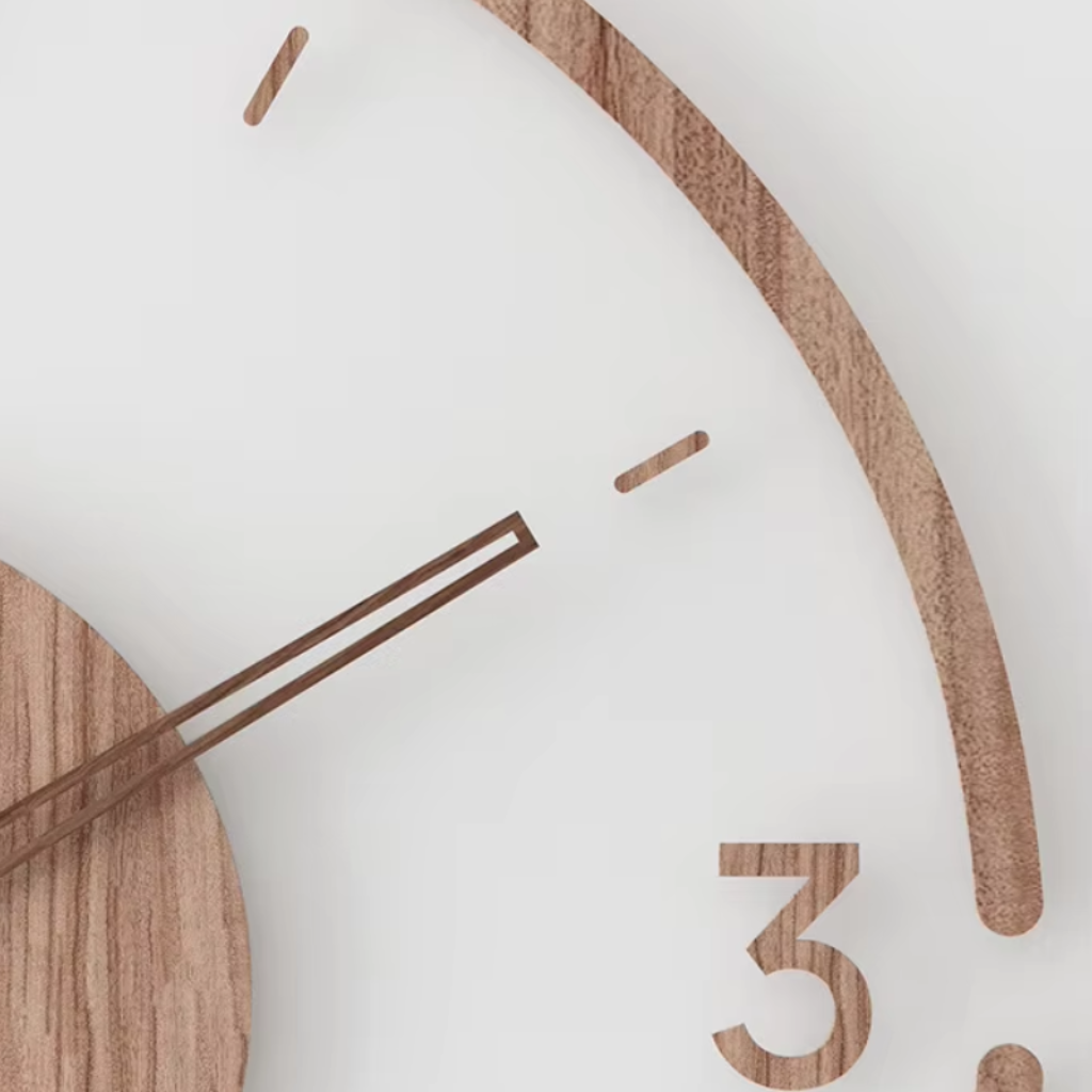 Reloj de pared analógico minimalista de madera natural y cuarzo silencioso